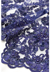 Вышивка на сетке жемчужинами, бисером стеклярусом пайетками синяя (DG-5843) фото 2