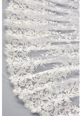 Кружево свадебное белое вышивка стеклярус бисер фестон реснички Sophie Hallette фото 2