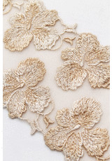 Вышивка на сетке стрейчевая кремовая цветы (GG-2220) фото 1