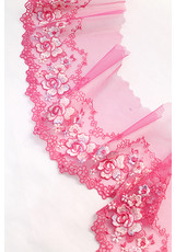 Вышивка на сетке стрейчевая розовая цветы (CC-9340) фото 1