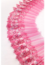 Вышивка на сетке стрейчевая розовая цветы (CC-9340) фото 2