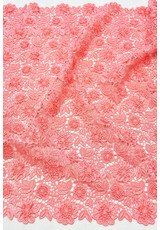 Кружево вышивка 3D розовое коралл цветы (DG-3773) фото 1