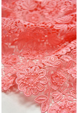 Кружево вышивка 3D розовое коралл цветы (DG-3773) фото 2