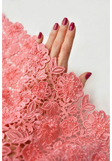 Кружево вышивка 3D розовое коралл цветы (DG-3773) фото 3