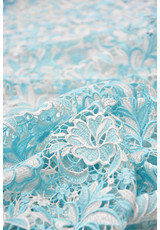 Кружево макраме хлопок голубые цветы на белом (DG-2283) фото 2