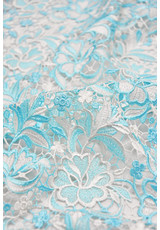 Кружево макраме хлопок голубые цветы на белом (DG-2283) фото 3