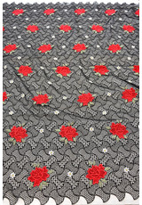 Кружево макраме красные розы на черном (DG-9983) фото 2