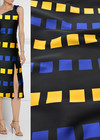 Жаккард двухсторонний черный желтые синие квадраты (DG-7393) фото 1