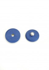 Кнопка декоративная пришивная металлическая обтянута тканью синяя (t0715) фото 2