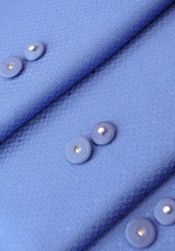 Кнопка декоративная пришивная металлическая обтянута тканью синяя (t0715) фото 3