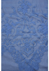 Батист с вышивкой синий цветы (DG-5004) фото 3