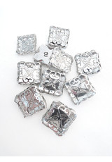 Пуговица квадратная металлическая серебро кристалл фото 3