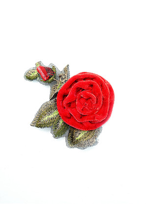 Аппликация цветок красная роза велюр вышивка от бренда Ulisse (DG-4440)