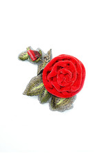 Аппликация цветок красная роза велюр вышивка от бренда Ulisse (DG-4440) фото 1