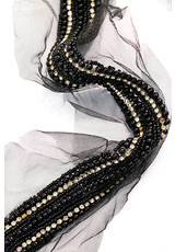 Тесьма вышивка черными жемчужинами (DG-7910) фото 1