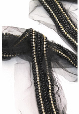 Тесьма вышивка черными жемчужинами (DG-7910) фото 2