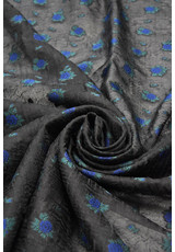 Органза шелк вышивка синие розы на черном (DG-2714) фото 2
