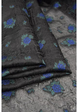 Органза шелк вышивка синие розы на черном (DG-2714) фото 3