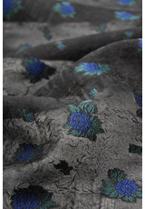Органза шелк вышивка синие розы на черном (DG-2714) фото 4
