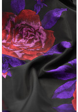 Жаккард вышивка купон красные розы на черном (DG-4124) фото 2