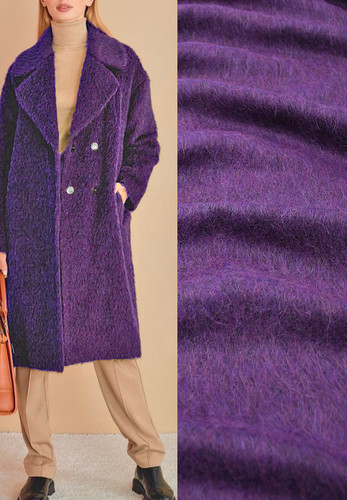 Пальтово-костюмная шерсть с мохером, цвет фиолетовый
