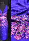 Жаккард 3D купон розовые цветы на синем (DG-0944) фото 1