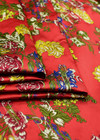 Жаккард с вышивкой цветы на красном (DG-2599) фото 3