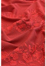Джерси кораллово-красный оттенок с цветами (4518) фото 2