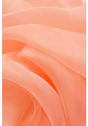 Органза шелк натуральный плательный плотный легким матовый красивый розовый цвет с оранжевым оттенком (4535)