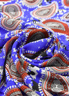 Крепдешин с восточным принтом индийские огурцы на синем (DG-5954) фото 2