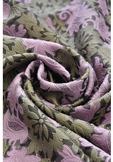 Органза вышивка 3D оливковые цветы розовые листья (DG-9174) фото 2