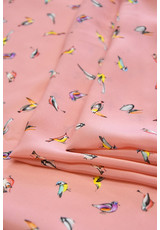 Крепдешин розовый попугаи (DG-1405) фото 3
