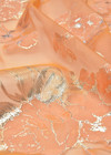 Органза шелк с вышивкой оранжевая золотые цветы (DG-6815) фото 2