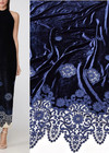 Бархат с вышивкой ришелье шелковый синий (DG-7125) фото 1
