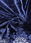Бархат с вышивкой ришелье шелковый синий (DG-7125) фото 4