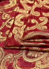 Шелк с вышивкой красный золотой орнамент Etro фото 3