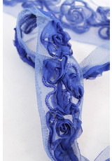 Кружевная тесьма синяя цветы на сетке (GG-8610) фото 2