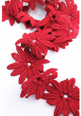Кружевная тесьма шерсть красная цветы (GG-9630) фото 2