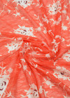 Гипюр стрейчевый красный с цветами (CC-4280) фото 3