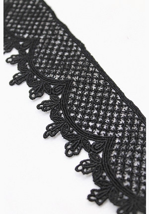 Кружевная тесьма черная плетеная (DG-7320)