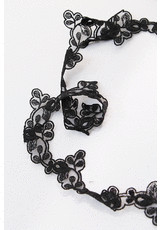 Тесьма кружевная черная цветочный узор (FF-6320) фото 1