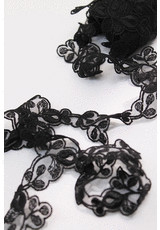 Тесьма кружевная черная цветочный узор (FF-6320) фото 2