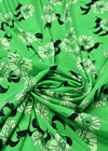 Крепдешин шелк стрейч зеленые цветы (DG-6445) фото 2