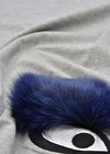 Трикотаж с вышивкой меховые глазки на сером Fendi фото 3