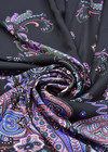 Креп купон фиолетовый Пейсли на черном (DG-0845) фото 2
