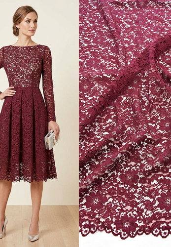 Кружево стрейч бордовое мелкий цветочек (DG-8955)