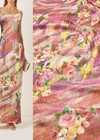 Трикотаж вязаный розовый цветы пайетки (DG-5265) фото 1