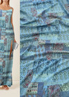 Крепдешин голубой узором пейсли (DG-85201) фото 1