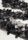 Тесьма кожаные 3Д цветы черная (DG-1950) фото 2