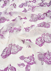 Органза с вышивкой филькупе фиолетовые розы на белом (DG-9475) фото 1